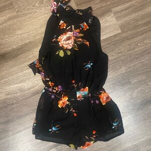 Forever 21 Black Floral Print Romper